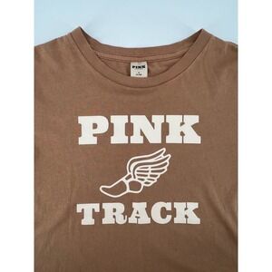 PINK Victoria's Secret Track Graphic T-Shirt Brown Women's Medium